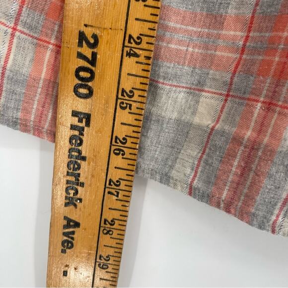 Talbots Top Womans Medium Plaid Flannel Long Sleeve Fall Classic Salomon & Gray - Picture 6 of 7
